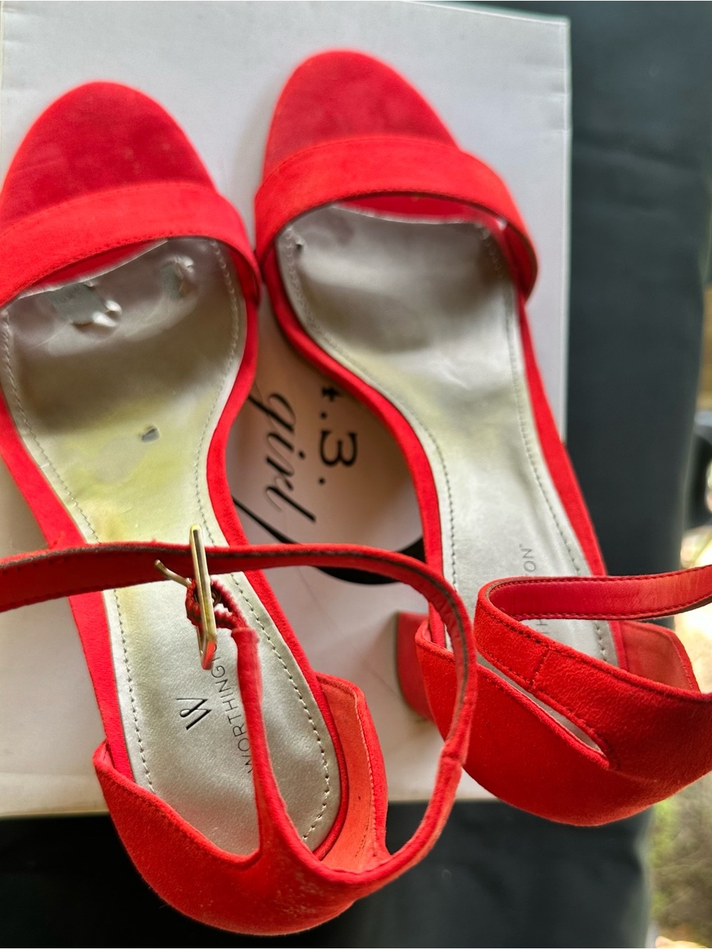 Bold Red Block Heel Ankle-Strap Sandals